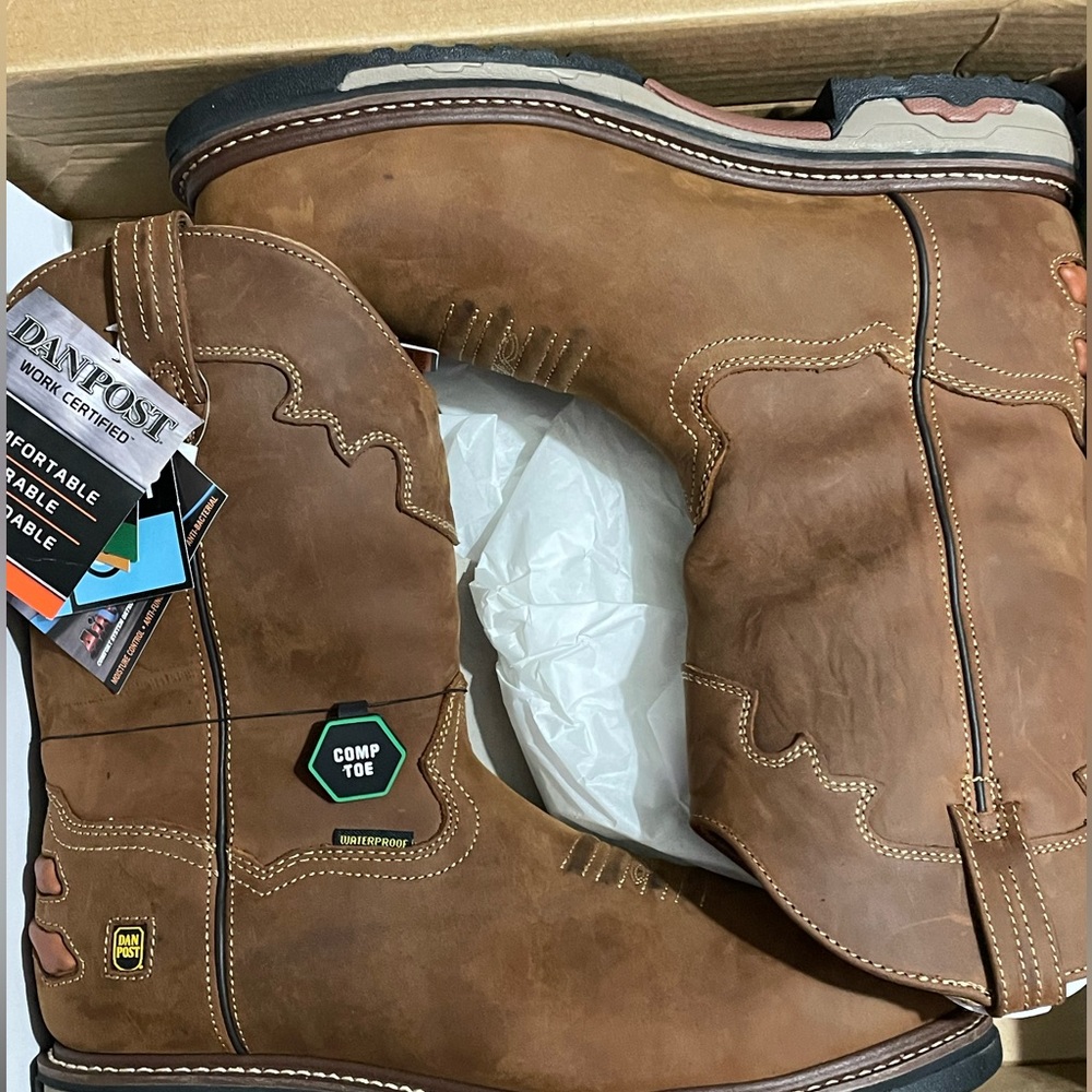 Dan Post brand new western work boots 13W comp toe water proof $200 free ship
